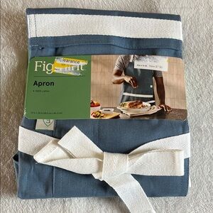 Slate Blue Cotton Apron with Cream Ties from Figmint